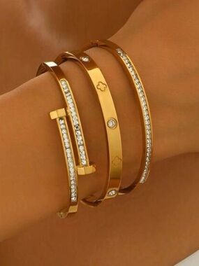 Macy's Gold Crystal-Embellished Stack Bracelet Trio
